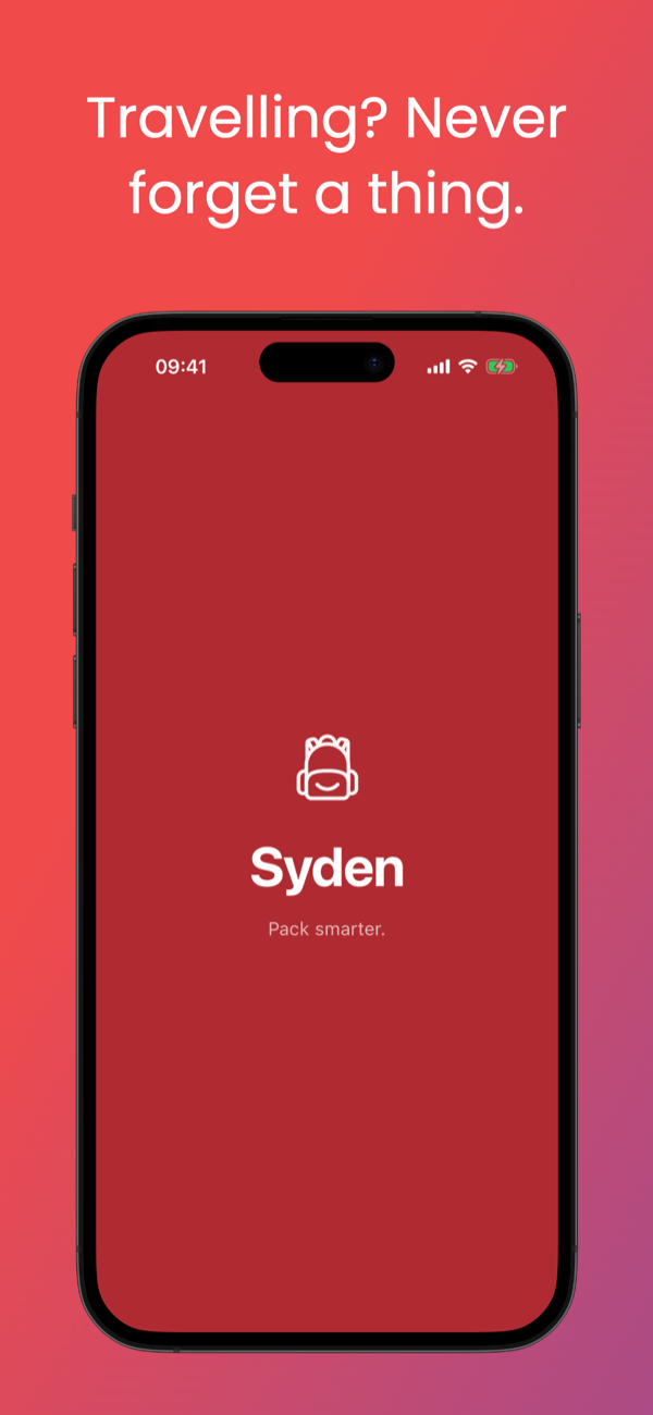 Syden splash screen — Travelling? Never forget a thing.